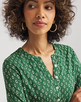 Geo Cotton Slub Henley Shirt