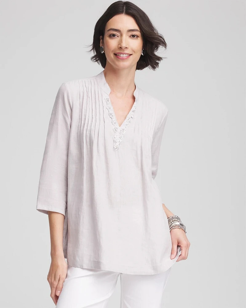 Embellished Linen Kurta Tunic