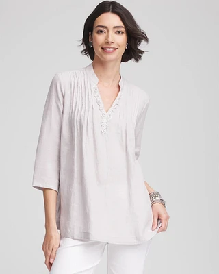 Embellished Linen Kurta Tunic