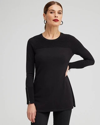 Zipper Detail Tunic Sweater