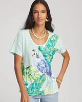 Linen Embellished Parrot Easy Tee