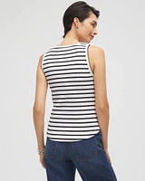 Stripe Ribbed High Neck Tank