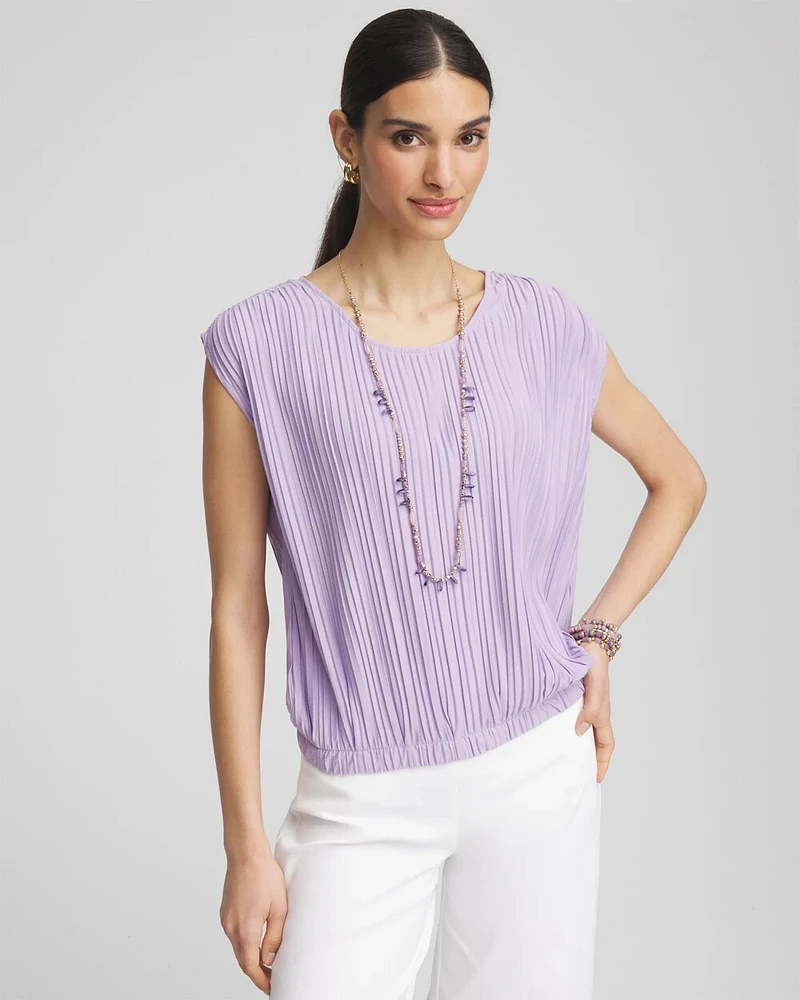 Pleated Bubble-Hem Tee