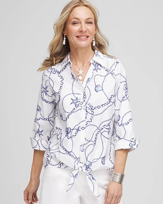 No Iron™ Seashell Tie-Front Top