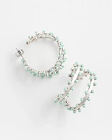 Blue & Silver Double Hoop Earrings