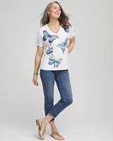Butterfly Cotton V-Neck Tee