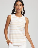 Striped Ribbed High-Neck Tank