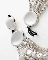 Silver-Tone Pebble Links Bib Necklace