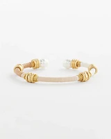 Neutral Raffia & Pearl Wrapped Cuff