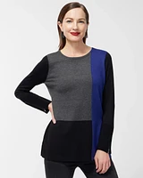 Colorblock Zipper Detail Sweater Tunic
