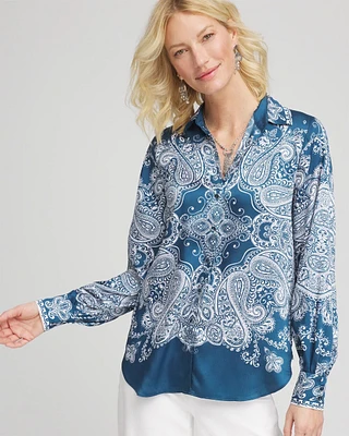 Faux Silk Collared Shirt