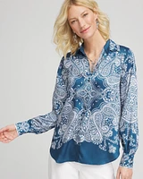 Faux Silk Collared Shirt