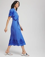 Belted Embroidered Midi Shirtdress
