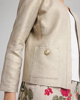 Collarless Linen Blazer