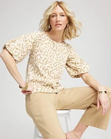 Animal Print Bubble Sleeve Top