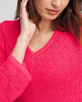 Cashmere-Blend Pointelle Pullover Sweater