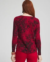 Snake Print V-Neck Pullover Sweater