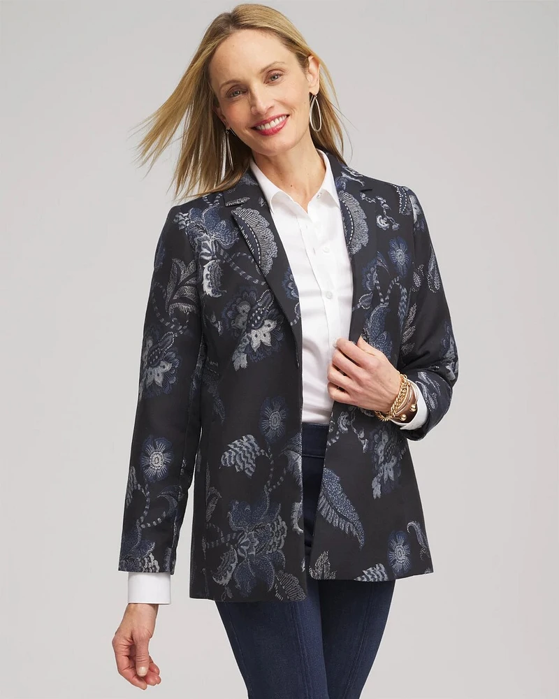 Floral Jacquard Blazer