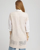 Pointelle Open-Front Cardigan