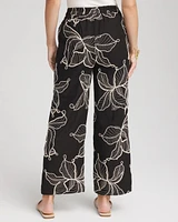 Embroidered Wide-Leg Cropped Pants