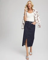 High-Rise Straight Stretch-Denim Skirt