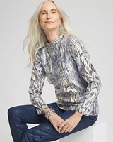 Sequin Reptile Funnel Neck tee