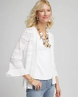 Pointelle Open Front Cardigan Sweater