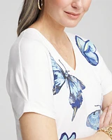 Butterfly Cotton V-Neck Tee