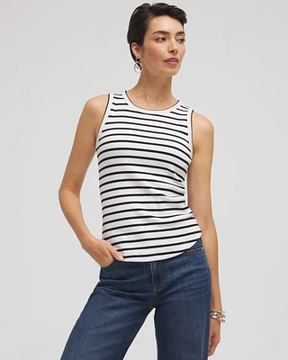 Stripe Ribbed High Neck Tank