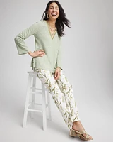 Linen Embellished V-Neck Tunic