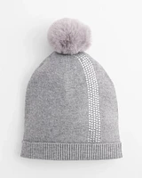 Rhinestone Cashmere Blend Pom Pom Hat