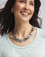 Silver-Tone Pebble Link Collar Necklace