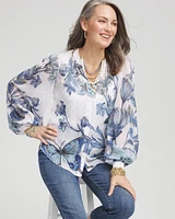 Butterfly Chiffon Split Neck Blouse