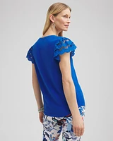 Tiered Eyelet Sleeve Top