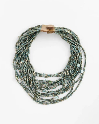 Tropical Tonal Seed Bead Bib Necklace