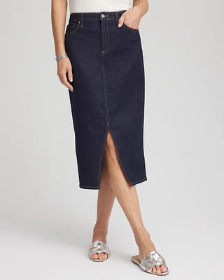 High-Rise Straight Stretch-Denim Skirt