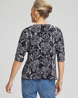 Snakeskin Print Crinkle Elbow Sleeve Tee