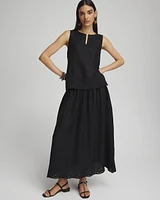 Linen Eyelet Scallop Hem Tank