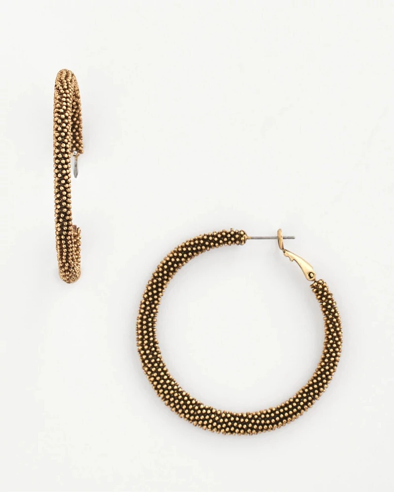 No Droop® Golden Beaded Hoop Earrings