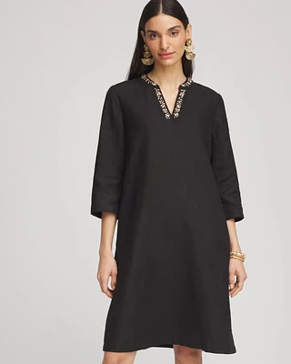 Embellished Linen Kurta Dress