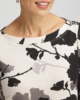 Floral 3/4 Sleeve Bateau Neck Tee