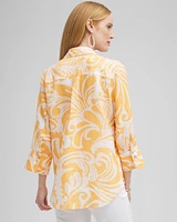 No Iron™ Linen Scroll 3/4 Sleeve Shirt