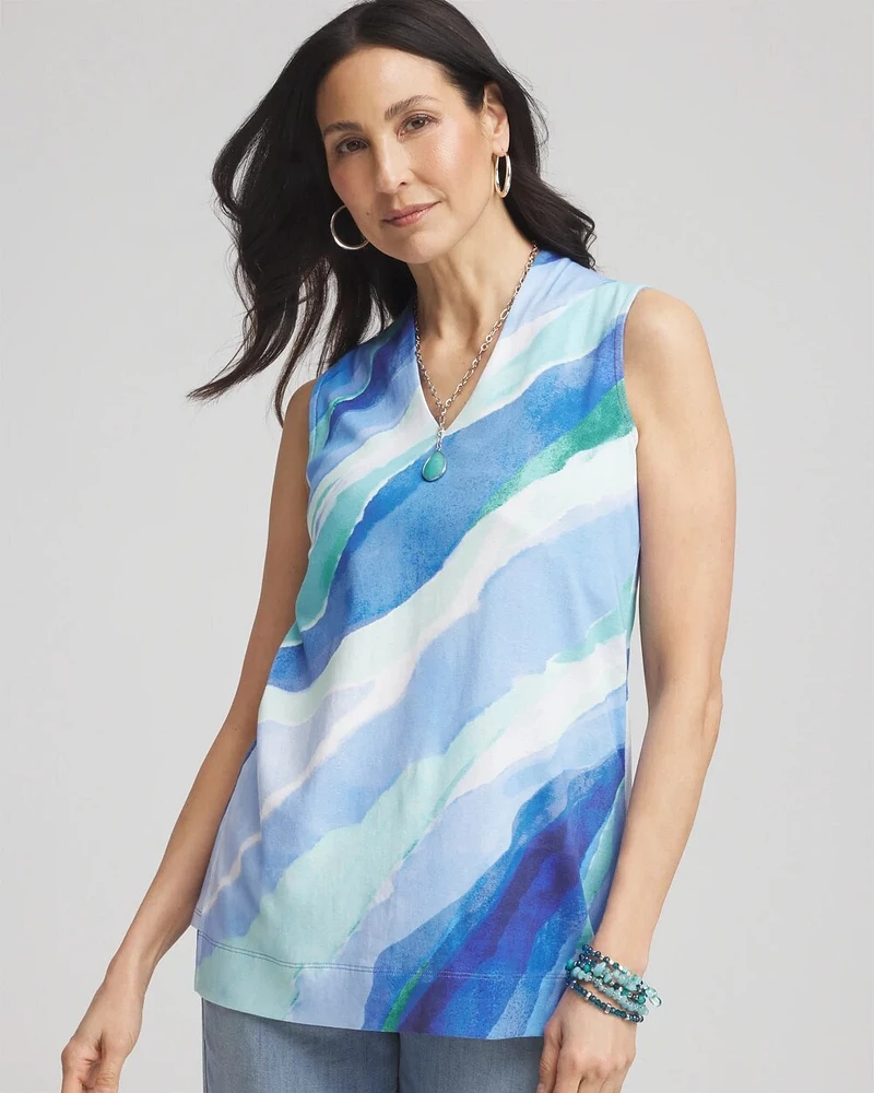 Ocean Pima Sleeveless V-Neck Tunic