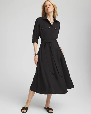 Twill Belted Midi Shirtdress