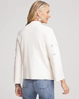Embellished Mockneck Pullover Sweater