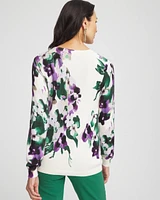 Floral Button Long Sleeve Pullover Sweater