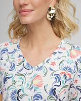 Floral Slub V-Neck Tee