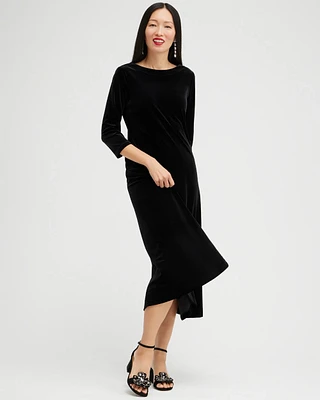 Velvet V-Back Midi Dress