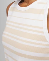 Striped Ribbed High-Neck Tank