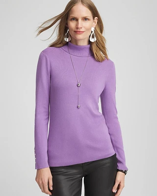 Ecovero™ Button Cuff Turtleneck Sweater